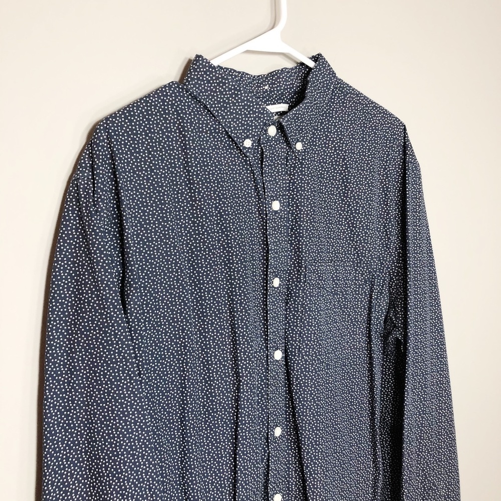 Navy Pin Dot Button Down Men's XL Slim Fit